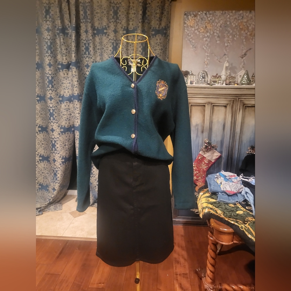 Pendleton Wool Cardigan Pencil Skirt L by Ralph Lauren, Lambs Wool Card